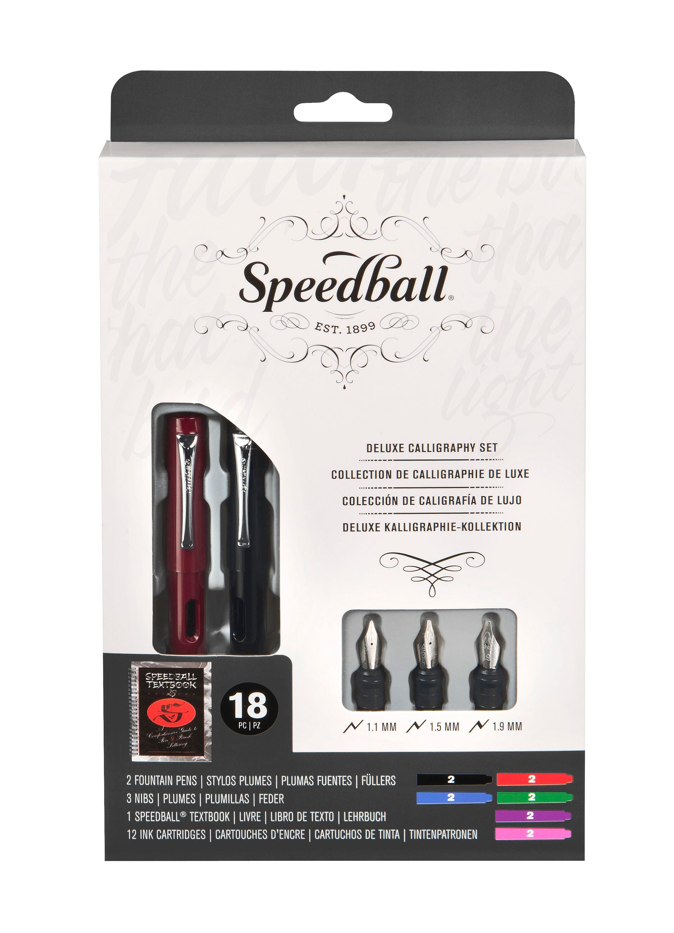 Speedball Calligraphy Fountain Pen Deluxe Set of 18, Item Number 1589482